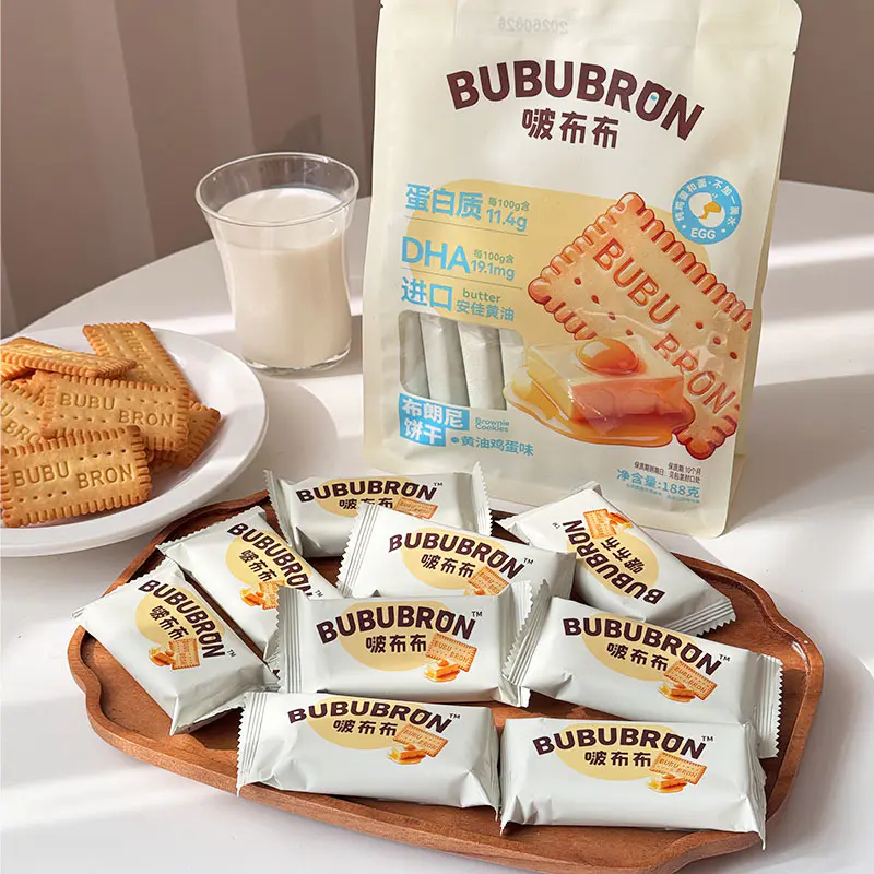 Biscoitos com sabor de ovo e queijo com alto teor de proteína DHA